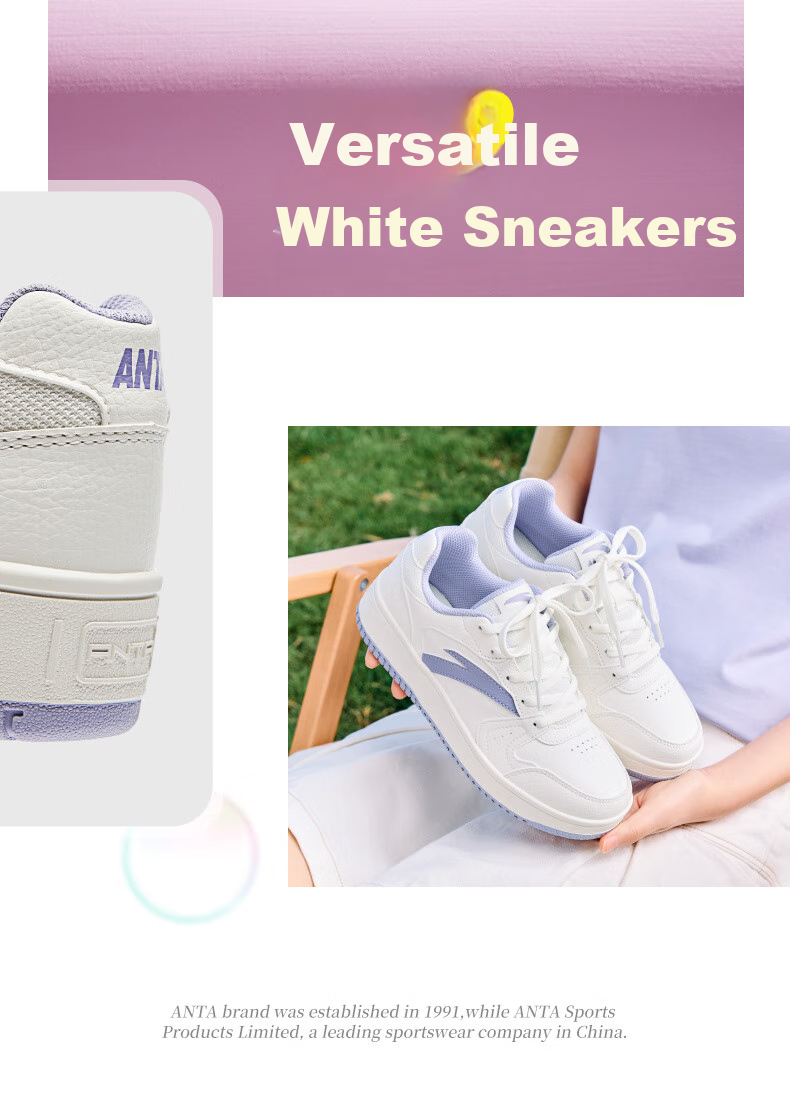 ANTA Yuan Nian 2.0 | Women's Thick-Soled Sneakers, Student White Shoes, Retro Trendy Height-Increasing Sports Shoes for Couples, Casual Shoes 21