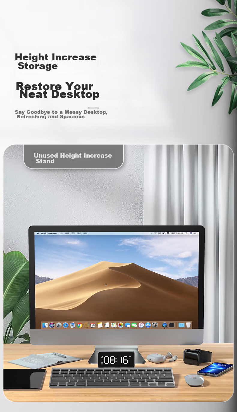 ICE COOREL Monitor Riser T2, Aluminum Alloy Panel Computer Stand, Monitor Screen Riser, Desktop Computer Desk Support 4