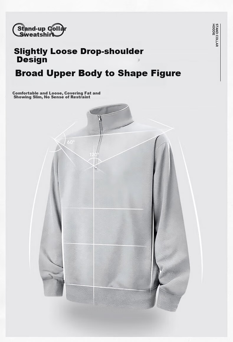 Warrior Stand-Collar Sweatshirt for Men, Spring And Autumn Simple Solid Color Sports Jacket, Loose Half-Zip Clothing for Men, Light Beige, 3XL 3