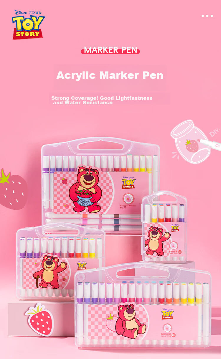 Disney Acrylic Markers, 12 Colors, Children's Doodle Drawing Pens, Quick-Drying, Elementary School Cartoon Waterproof Paint Pens, Elsa Princess Watercolor Pens 1
