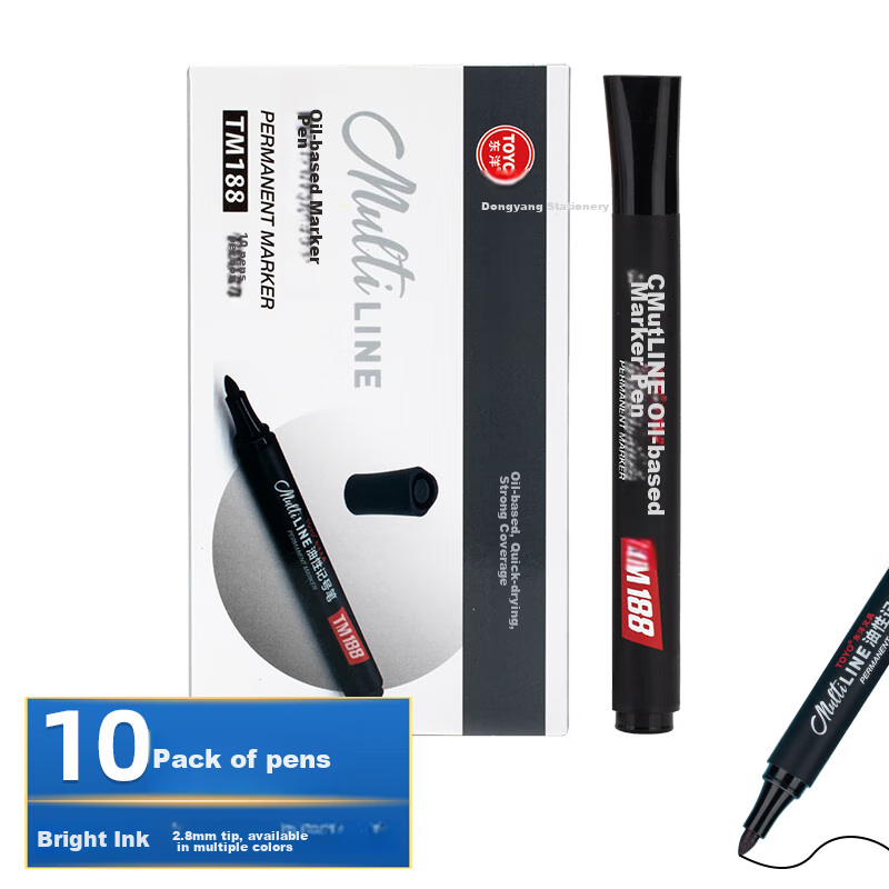 Dongyang TM188, Oil-Based Markers, Tire Pens, Sign Pens, Multiple Colors Available, Markers, 10 Pieces/box/black