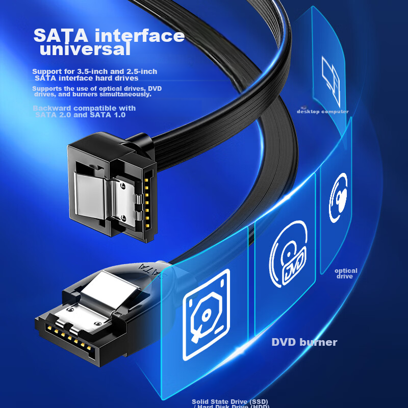Кабель SATA 3.0 SAMZHE ZDZ025, 0.25 м, для подключения жестких дисков SSD/HDD, черный