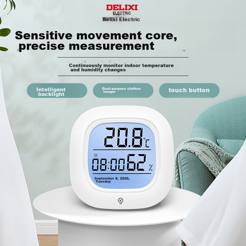 DELIXI ELECTRIC Precise Temperature And Humidity Meter, Home Indoor Thermometer, High-Precision Creative Wall-Mounted Room Temperature Gauge for Living Room