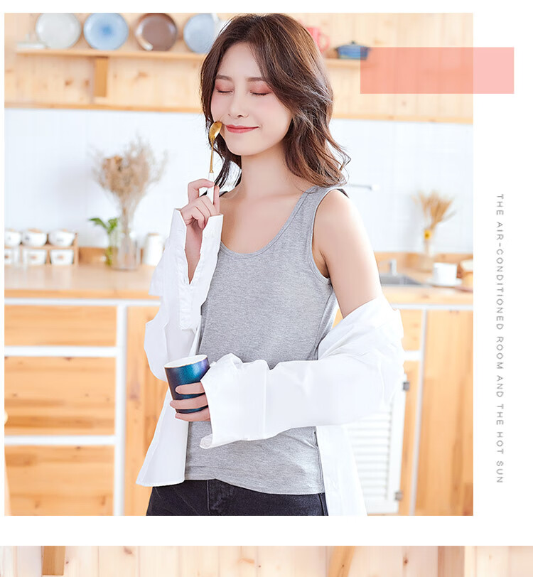 LangSha Women's Tank Top, Elastic Sleeveless Sports Undershirt Camisole, Gray, 1 Piece, One Size Fits All 15