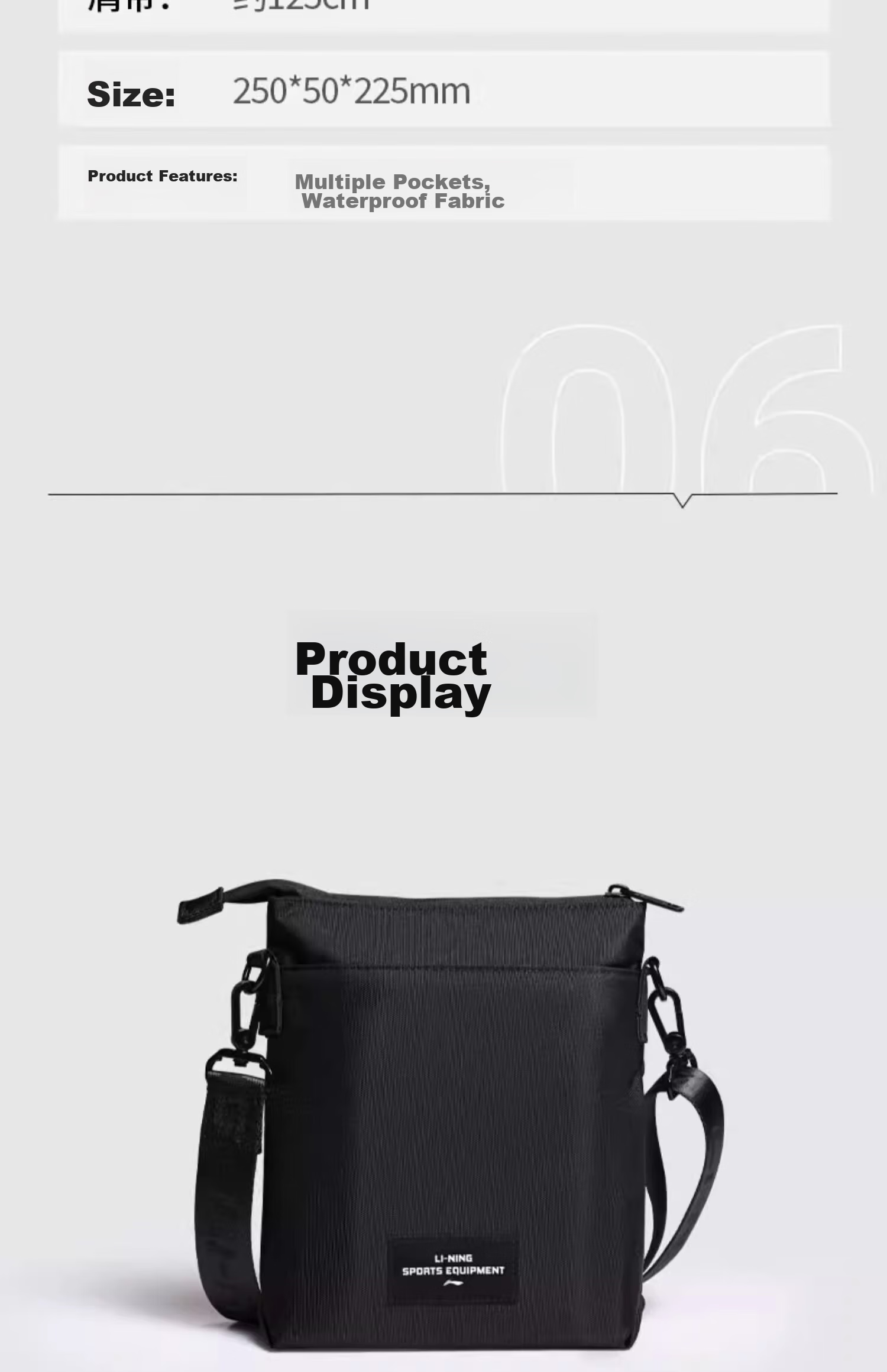 Li-Ning Crossbody Bag, Travel Bag for Men, High-End Business Shoulder Bag, Large Capacity Commuter Portable Bag, Personal Messenger Bag, Phone Pouch 12