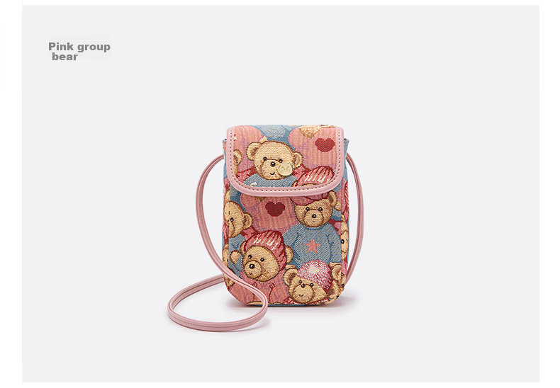 Xiaoxiongyilian Women's Phone Bag, Lightweight Coin Purse, Bear Pattern Shoulder Crossbody Bag, Mini Handbag for Women, Valentine's Day Gift 17