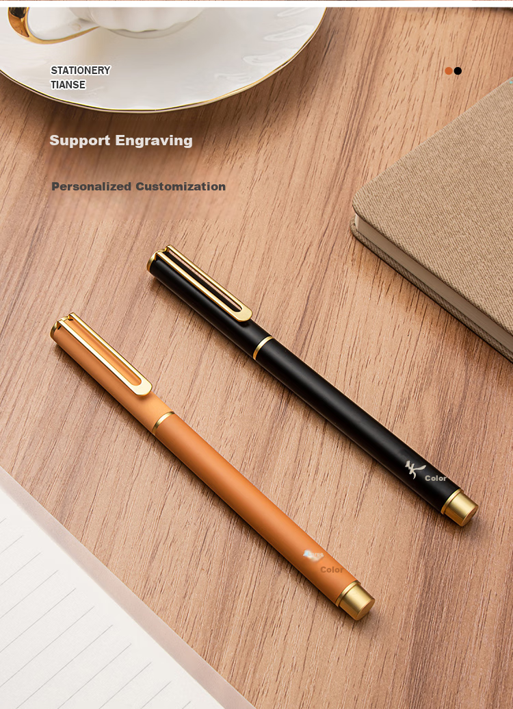 TIANSE 0.5mm Signature Pen Metal Gel Pen Stylish Design, Annual Meeting Gift, New Year Gift, Teacher's Day Gift, High-End Heavy-Feel Business Pen with Bullet Tip, TS-1220 Black Barrel Black Ink 11