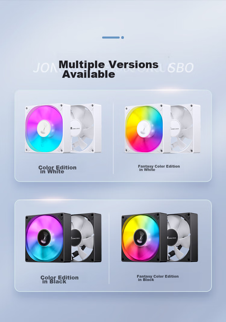 JONSBO SL-925W Iridescent White Edition, 9CM Case Fan (5V ARGB Motherboard Synchronized Lighting Effects/4PIN PWM Intelligent Temperature Control Interface) 5