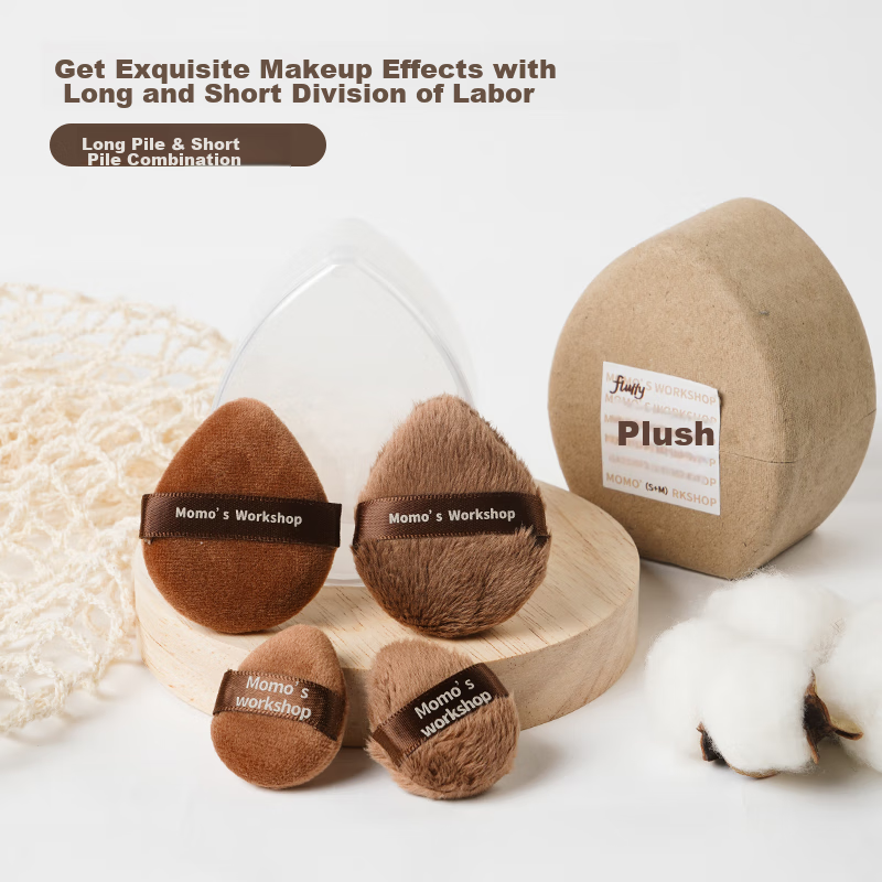 Maojiji Momo's Workshop Short And Long Fluffy SM Loose Powder Puff for Even Application, Skin-Adhering, Translucent, And Exfoliating Effects