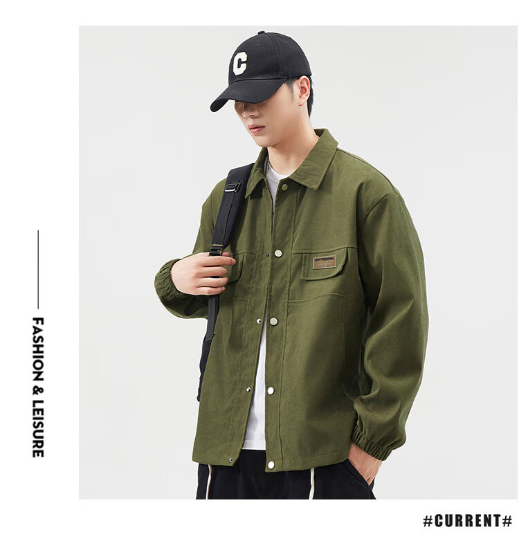 Yipintiancheng 2025 Spring Simple Trendy Jacket, Versatile Youth Men's Lapel Cardigan Coat for Me 8