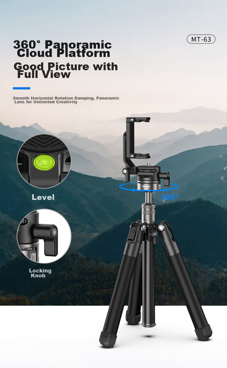 Youlanzi Ulanzi MT-63 Camera Reverse Folding Tripod, DSLR Climbing Outdoor Stand, Mini Portable Photography Tripod, 360° Pan Head, Detachable Center Colum 6