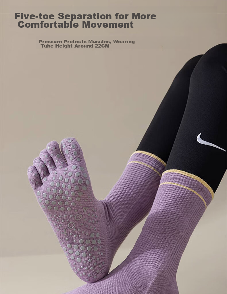 XUEXIMAN Yoga Compression Sports Socks for Women, Mid-Calf Fitness Socks, Professional Running Jump Rope Long Compression Socks, Yoga Calf Socks 9