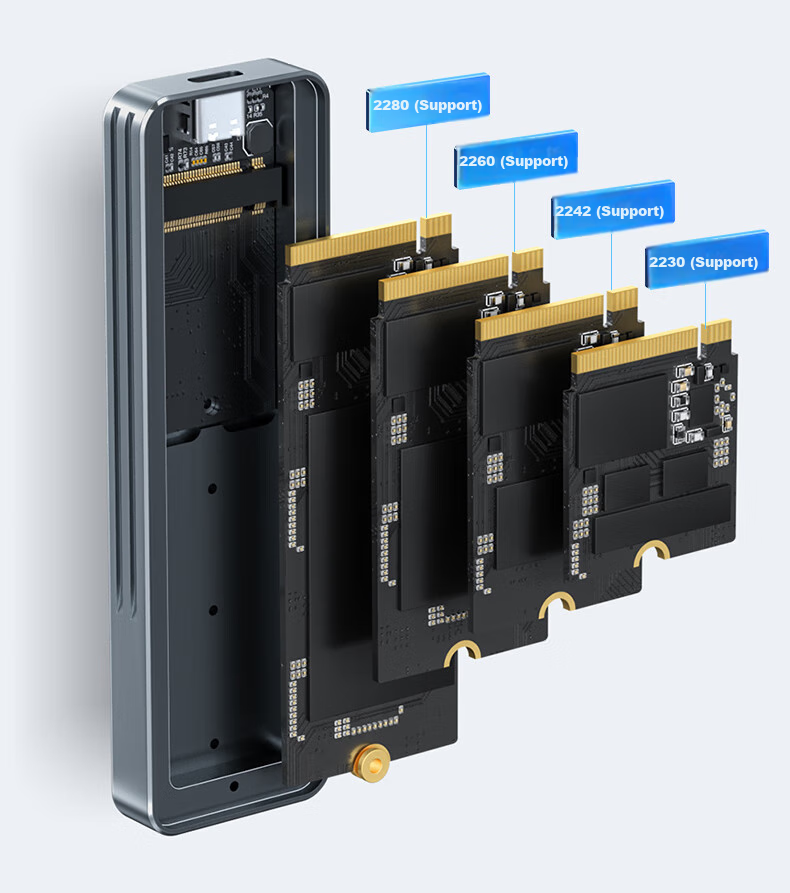 Mihu (Meetiger) M.2 SSD Enclosure, NVMe Protocol, M2 Portable Hard Drive Case, USB3.2 10Gbps External SSD, All-Aluminum Body, PN80 6