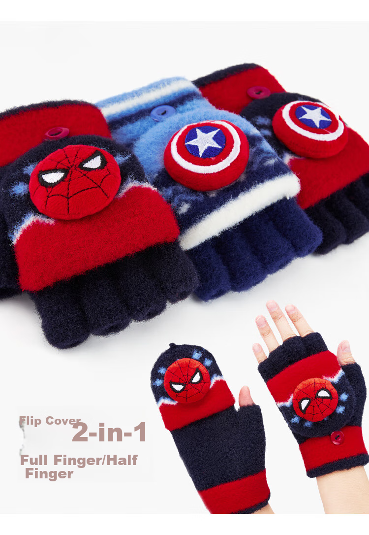 Disney Boys Spider-Man Winter Half-Finger Gloves, Baby Five-Finger Flip-Up Gloves HM70129, Spider-Ma 5