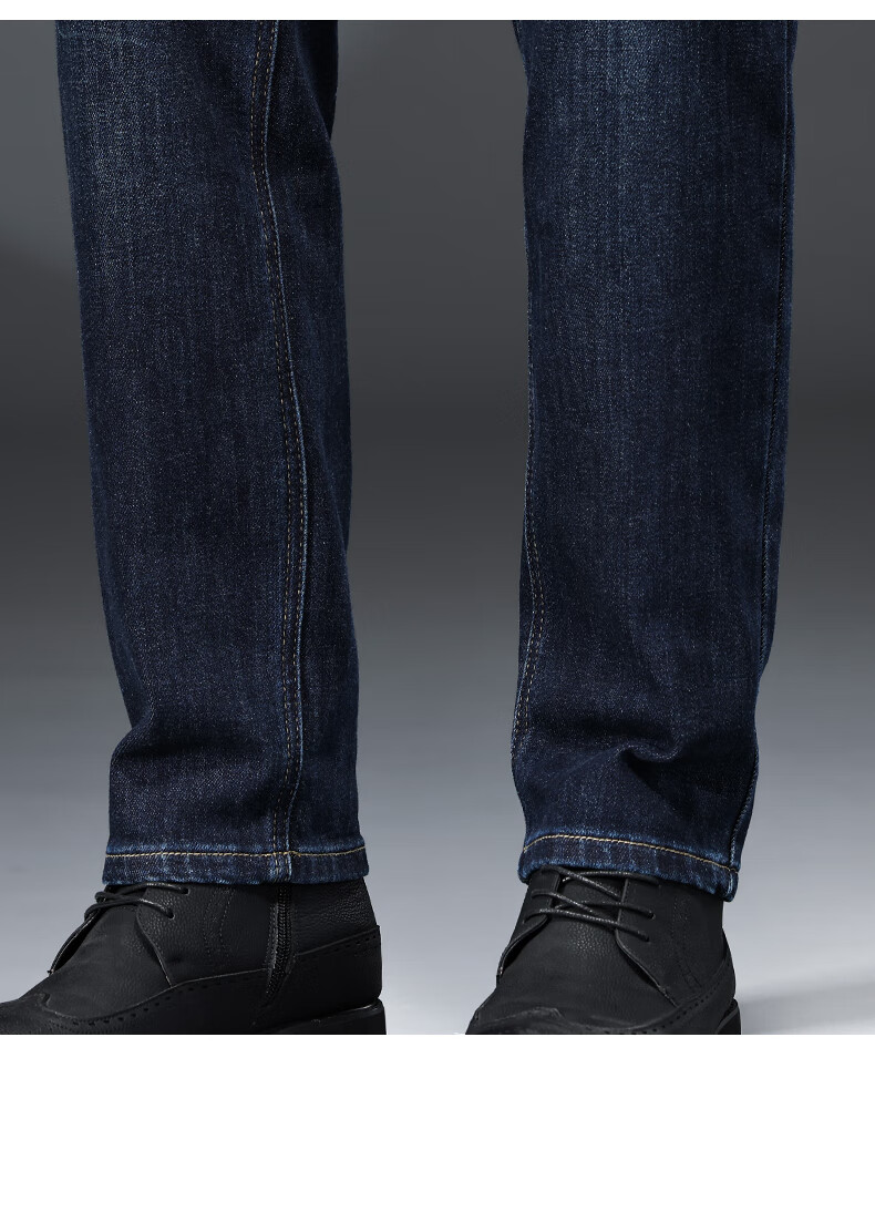 Zengzhi Men's Loose Straight Elastic Casual Versatile Comfortable Jeans Dark Blue Size 30 10