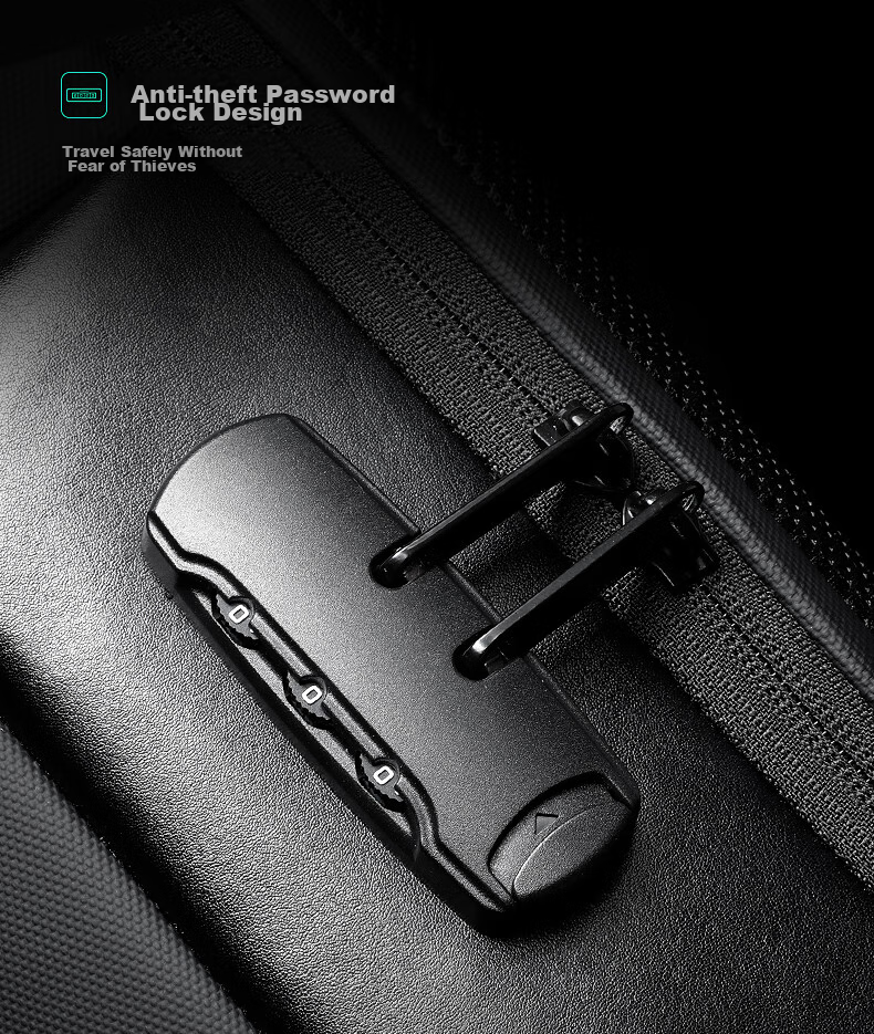 MARK RYDEN Backpack for Men, Password Lock Anti-Theft Large Capacity Casual Travel Sports Car Laptop Bag MR9116 Cool Black 7