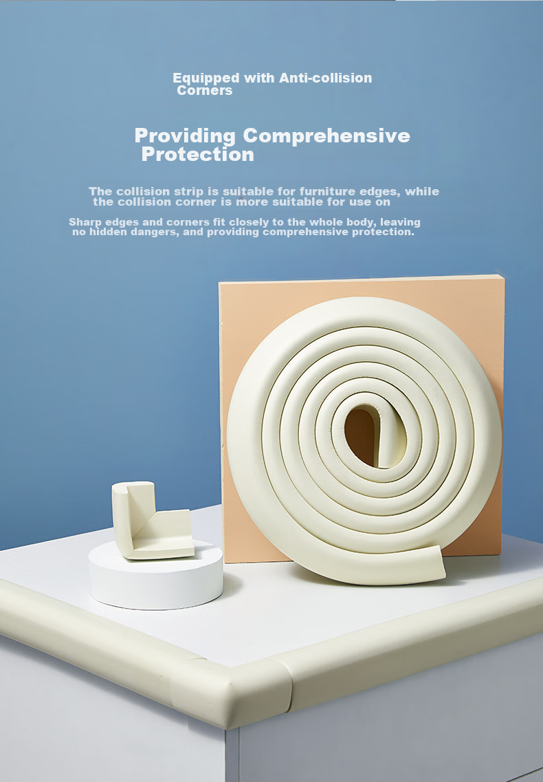 AIBEDILA Anti-Collision Strip, Baby Home Use Corner Guard, Table Corner Protector, Safety Edge Guard, Thickened And Widened L-Shaped, Beige, 4 Meters 8