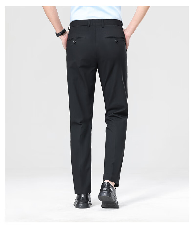 ROMON Tencel Men's Wrinkle-Resistant Non-Iron Business Dress Pants Casual Elastic Straight-Leg Trousers for Dad 12