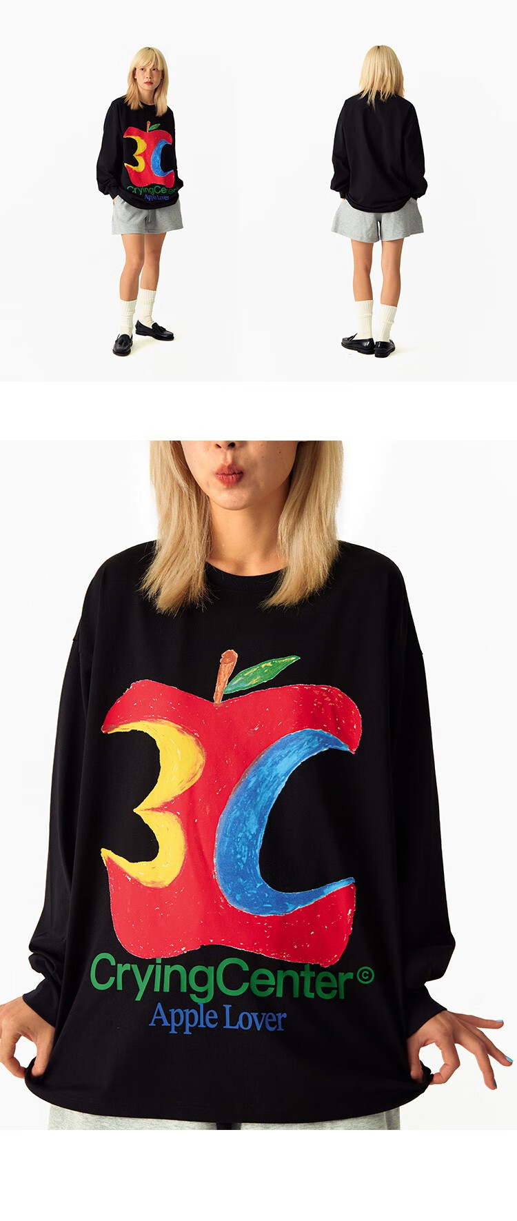 CryingCenter 3C Apple Graffiti Long Sleeve T-Shirt Black M 12