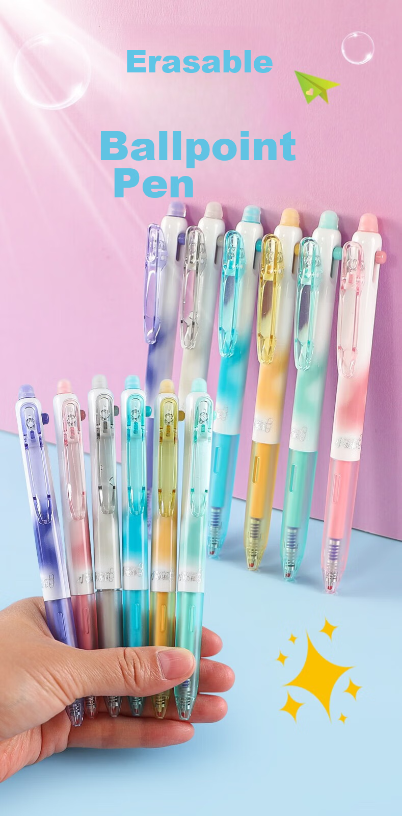 M&G Erasable Gel Pen, 0.5mm, Easy to Erase, Magic Eraser Pen, Erasable Writing Pen Refill, AKPK0601A, Black, 6 Pieces 1