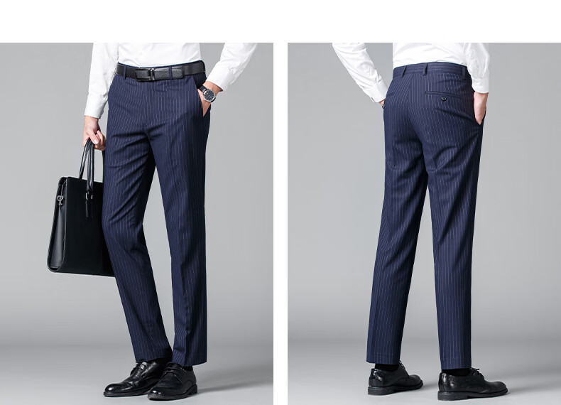 FIRS [Wrinkle-Resistant] Striped Dress Pants for Men, Spring And Autumn Loose Business Casual Trousers, Slim Straight-Leg Formal Long Pants 5