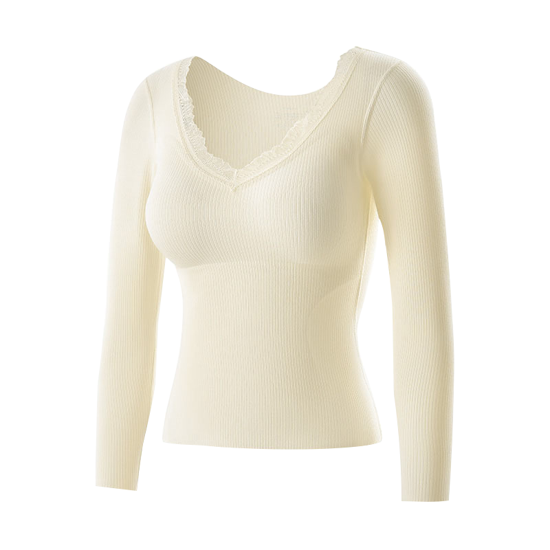 Urban Beauty Women's Cashmere Silk Patch Thermal Top with Chest Pad 2025 New Autumn Winter Thermal Underwear