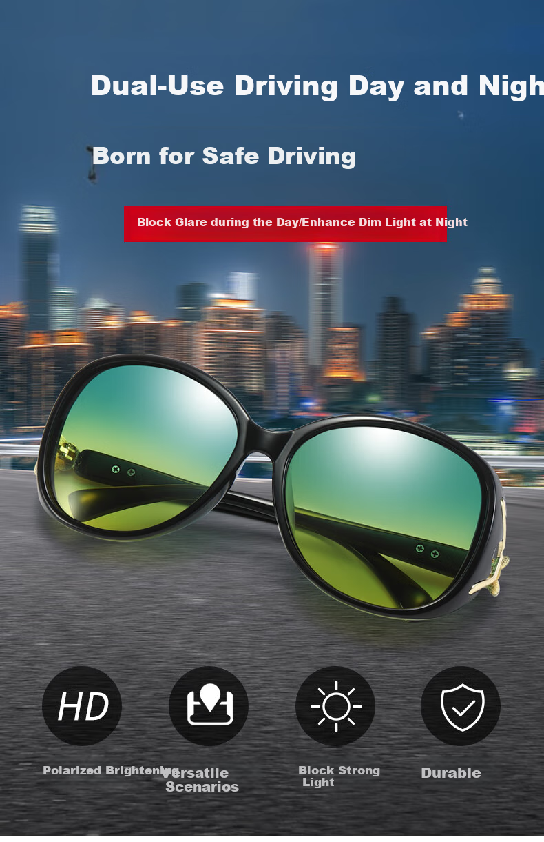 Lafudelu Women's Day And Night Sunglasses for Driving, Anti-UV, Anti-Glare, Polarized Driving Glasses with Reduced Glare for High Beam 1
