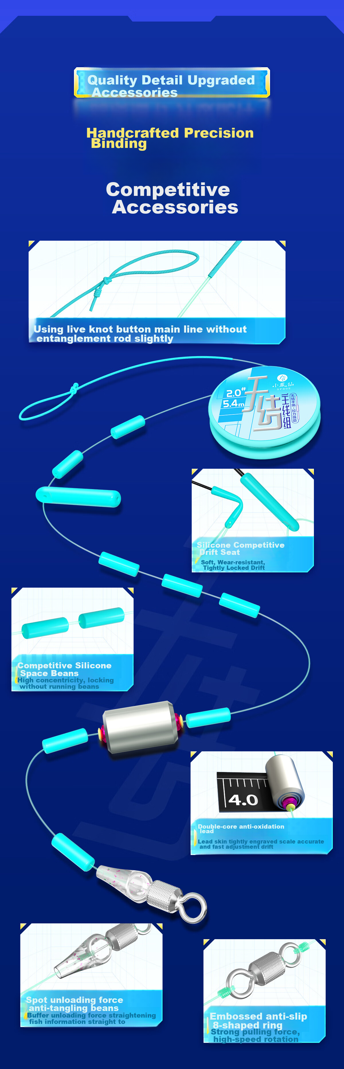 Xiaofengxian Pre-Tied Fishing Line Set, Main Line, Nylon Line, Size 1.5, 6.3 Meters Per Roll, 3 Rolls in Total 4