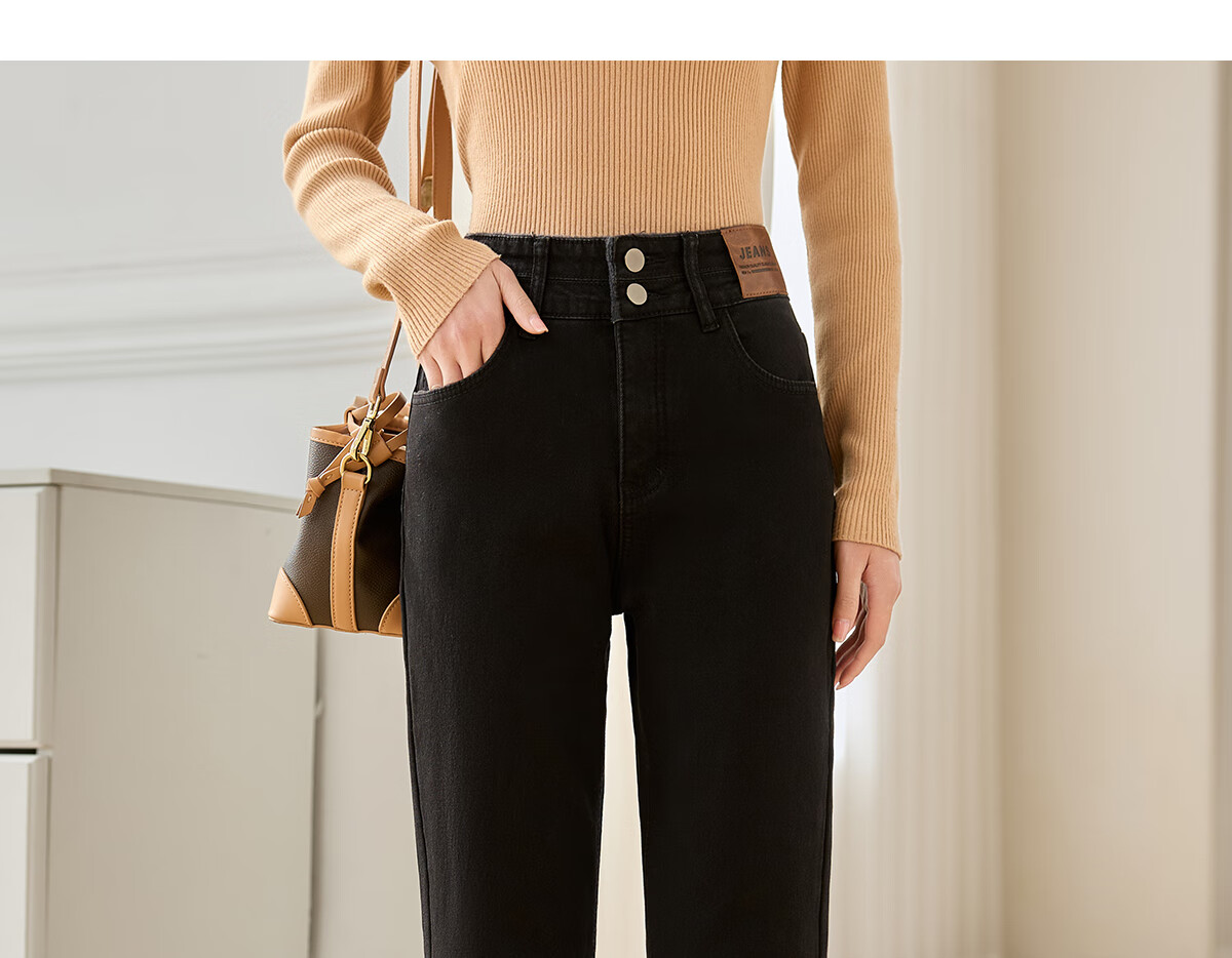 PinCai Autumn Winter Fleece-Lined High-Waist Slim Fit Skinny Jeans for Women Stretch Warm Pants P139N3231 6