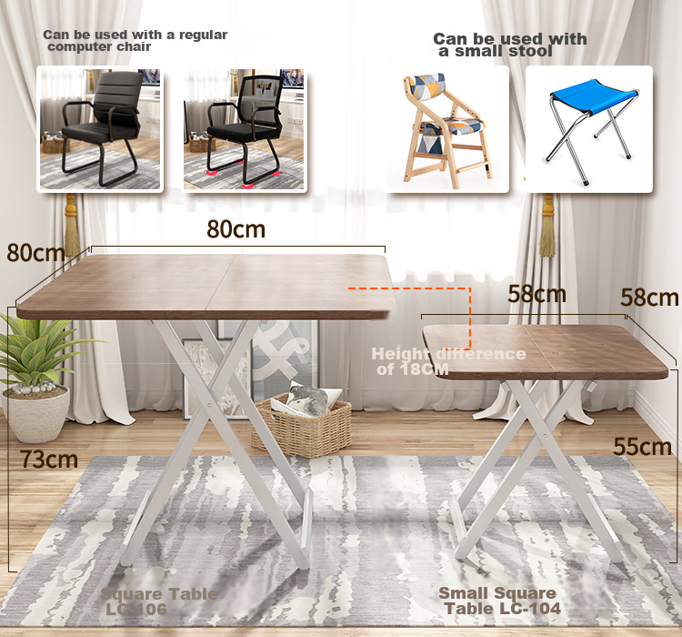 Qishengmingyuan LC-104 Folding Table, Dining 58cm Square Table, Small Apartment Home Dining Table, Children's Study And Game Craft Desk 1