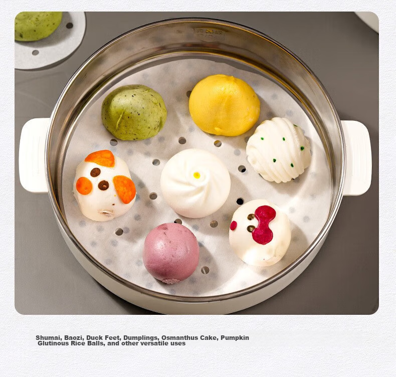 MEIJINJIA Steamer Paper, 30cm*100 Sheets, Disposable Food-Grade Paper for Buns And Steamed Buns, Non-Stick Household Steamer Liner Paper, Round Shape 9