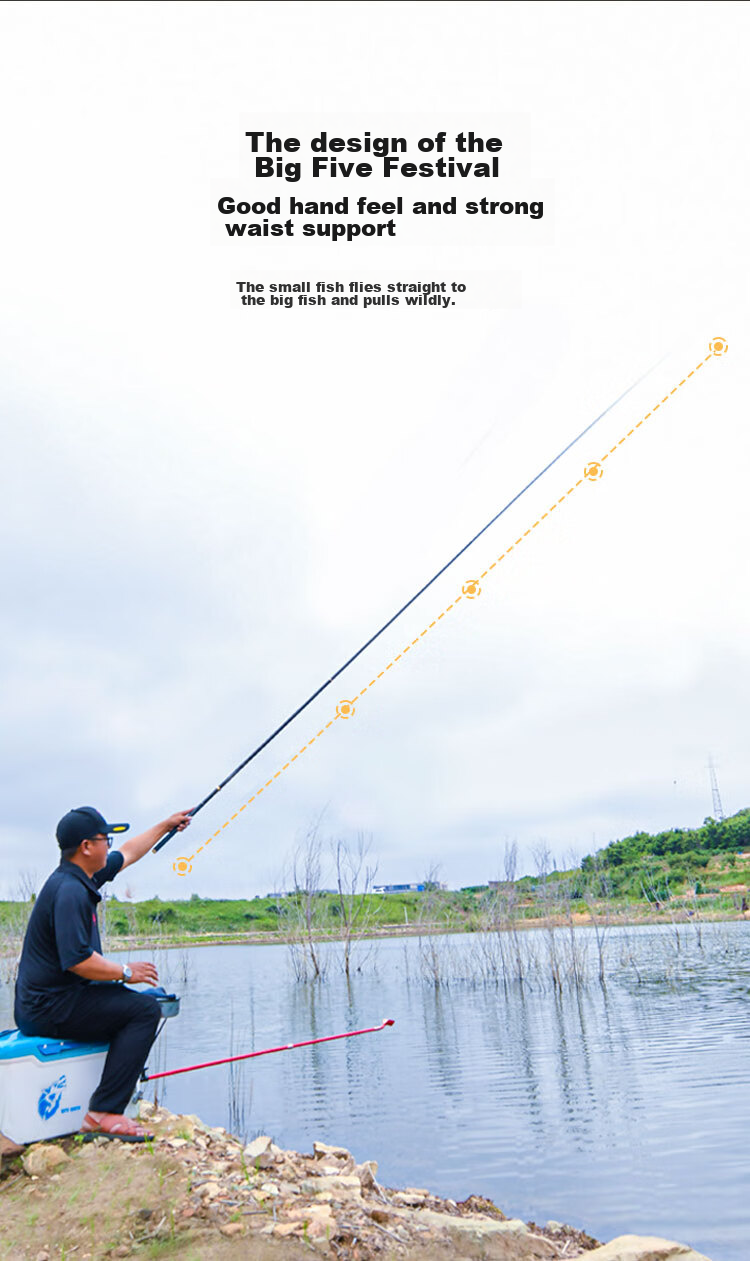 JD Original Dahuo 1 Comprehensive Fishing Rod, Carp And Bighead Carp Rod, Carbon Fiber Ultra-Light Ultra-Hard Carp Comprehensive Fishing Rod, 6.3m 10