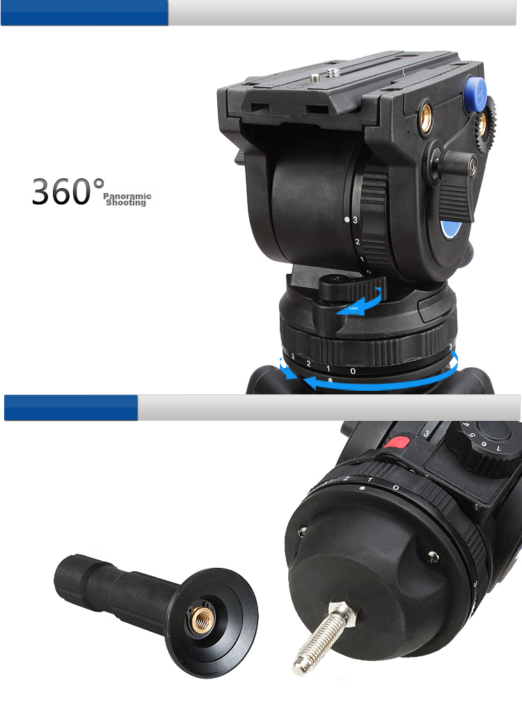 Benro BV6 Professional Camera Tripod Kit with Dynamic Balance Damping, Adjustable Dual Tube Tripod with Hydraulic Head 7