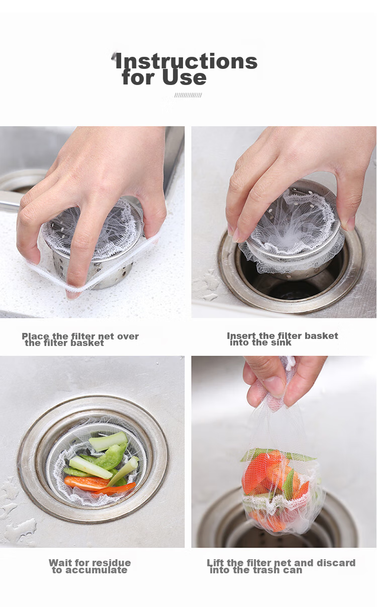 Yagao Kitchen Sink Strainer, 200 Pieces, Drain Filter Bag, Anti-Clogging Mesh Sieve for Sink And Drai 7