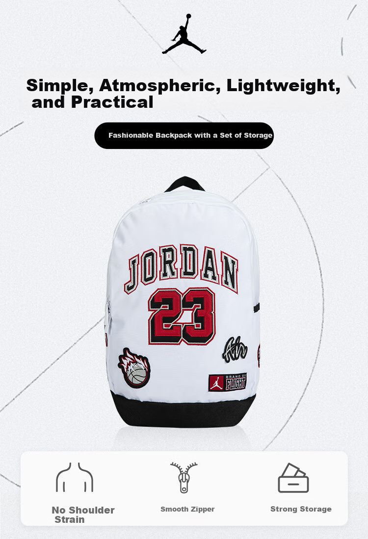 Jordan AJ Backpack for Men And Women, Large Capacity with Compartments, American Style Shoulder Bag 6