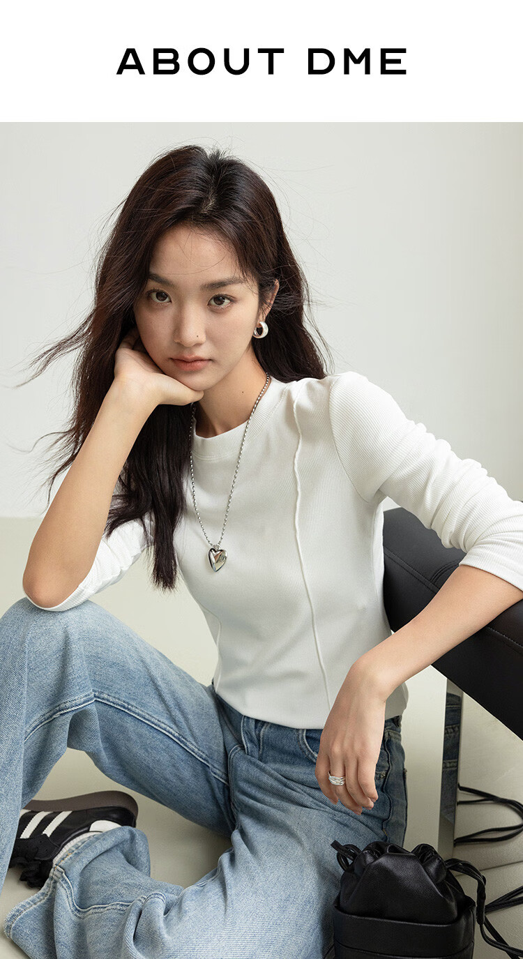 Dme [Soft And Comfortable Inner Layer] Spring And Autumn Versatile Round Neck Base Shirt for Wome 1