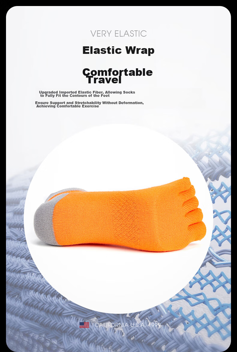 TFO Competition-Grade Quick-Dry Five-Toe Socks, Breathable Running Socks, Outdoor Hiking Trail Socks A2202310 Orange 6