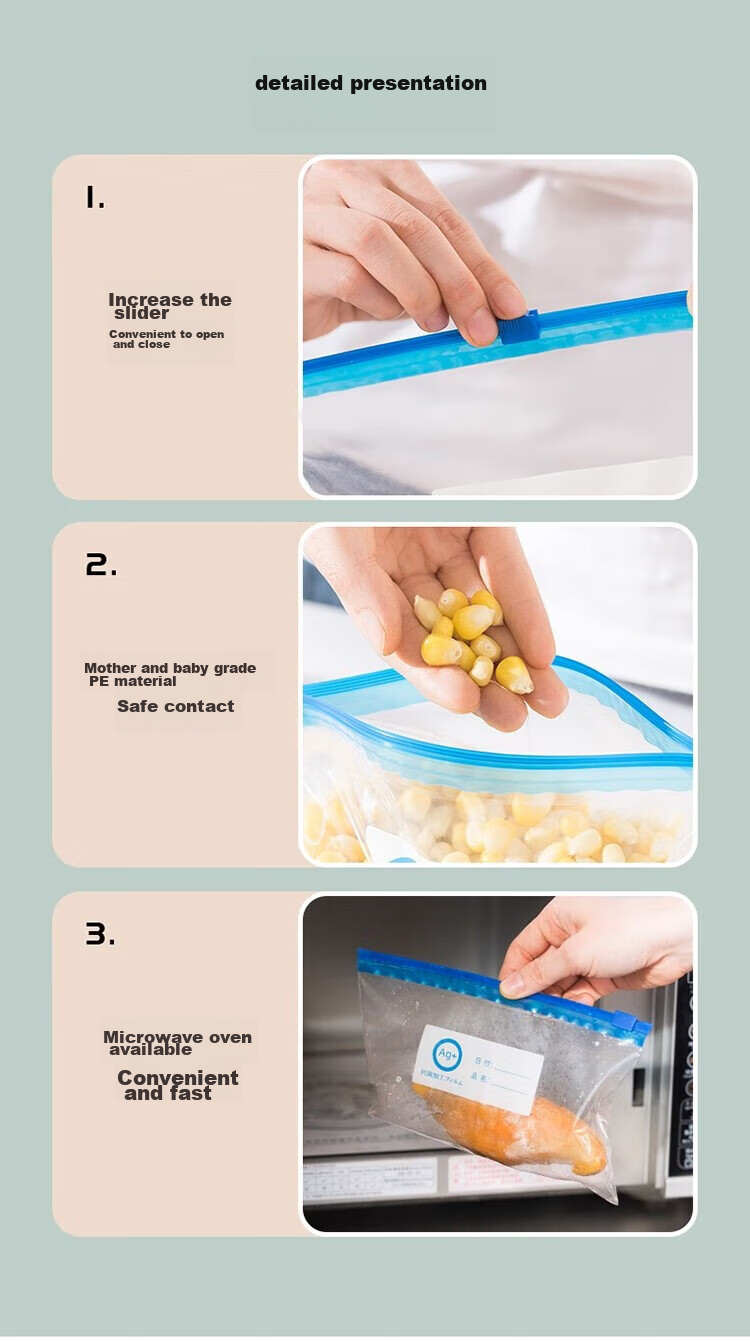 KATEI STORY Japanese Aluminum Foil Food Storage Bags Fresh-Keeping Sealed Bags Food Grade Household Refrigerator Freezer Meat Preservation Bags 18