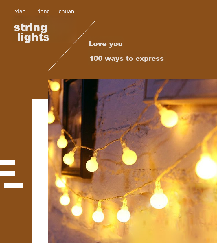 TaTanice Round Ball String Lights, 3 Meters, 20 Lights, Decorative String Lights, Birthday Gift, Colorful Lights, Ambient Decoration, Warm White 2