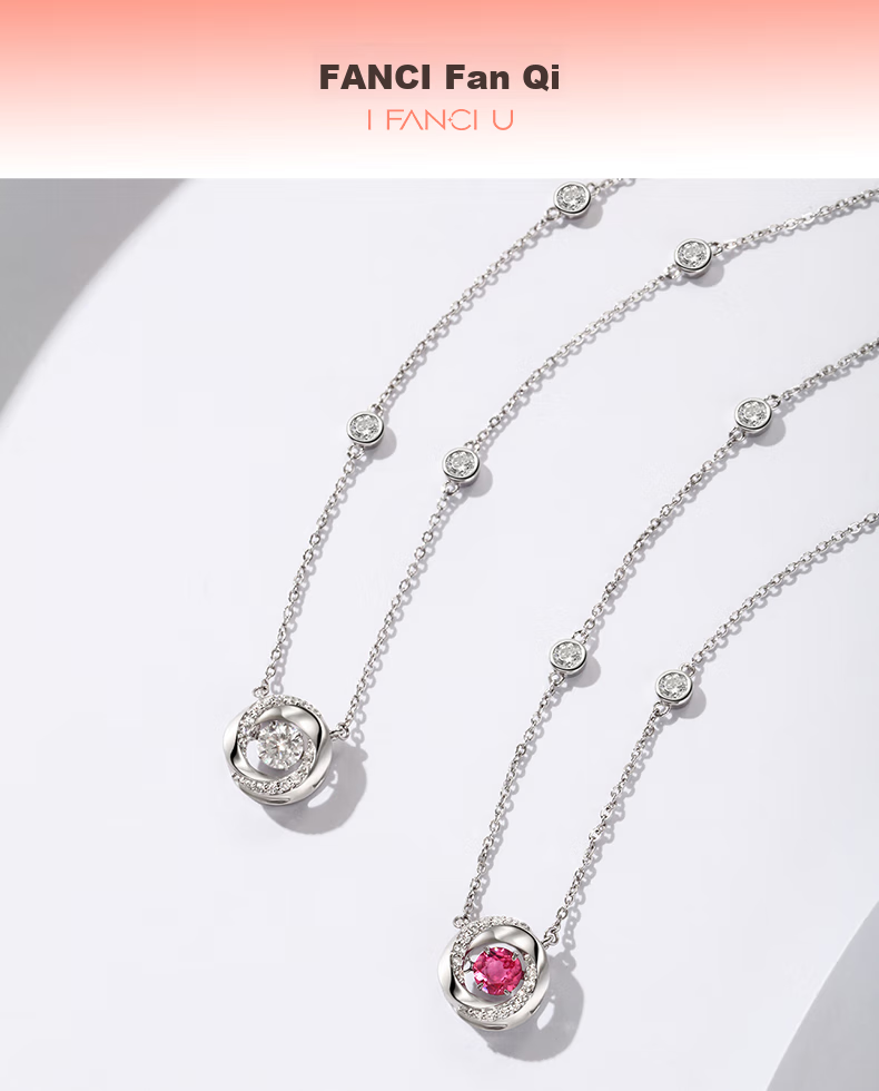 Fanci Three-Second Heartbeat Silver Necklace for Women Luxury Pendant Clavicle Chain Birthday Gift for Girls 1