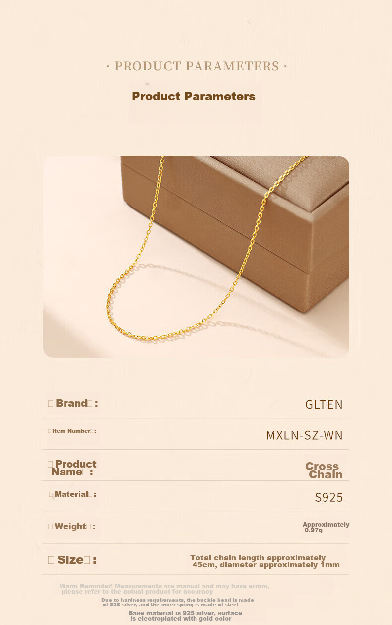 GLTEN Women's Plain Gold And Silver Chain Necklace, Versatile Pendant, Everyday Accessory, Gift for Girls 7