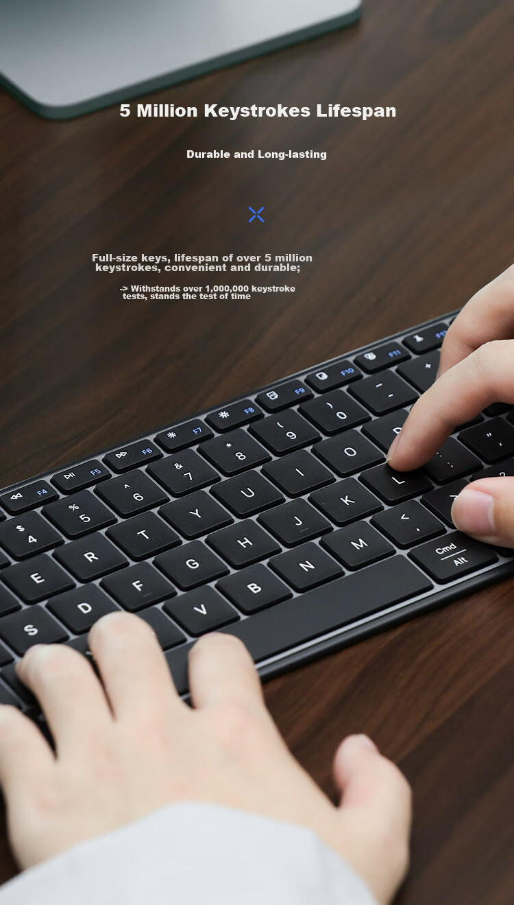 AUSDOM KAM200 Keyboard And Mouse Set, 110 Keys, Quiet, Ultra-Thin, Portable, 2.4G Wireless Keyboard And Mouse Combo, Dual-Mode Scissor Foot, Compatible with Desktop Computers And Laptops, White 6