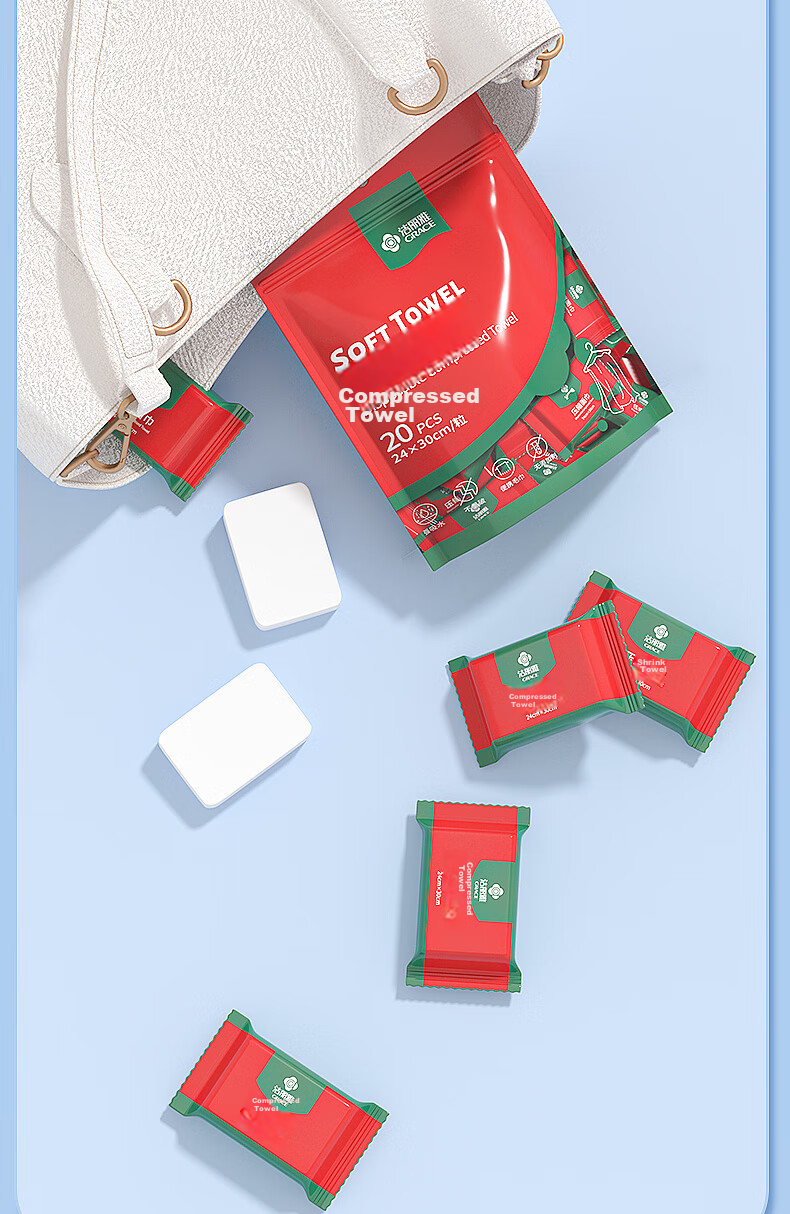 Grace Compressed Towels, Thick Disposable Face Wipes, Portable for Travel, Business Trips, Outdoor Activities, Hotel Use, 60 Pieces Per Pack 9