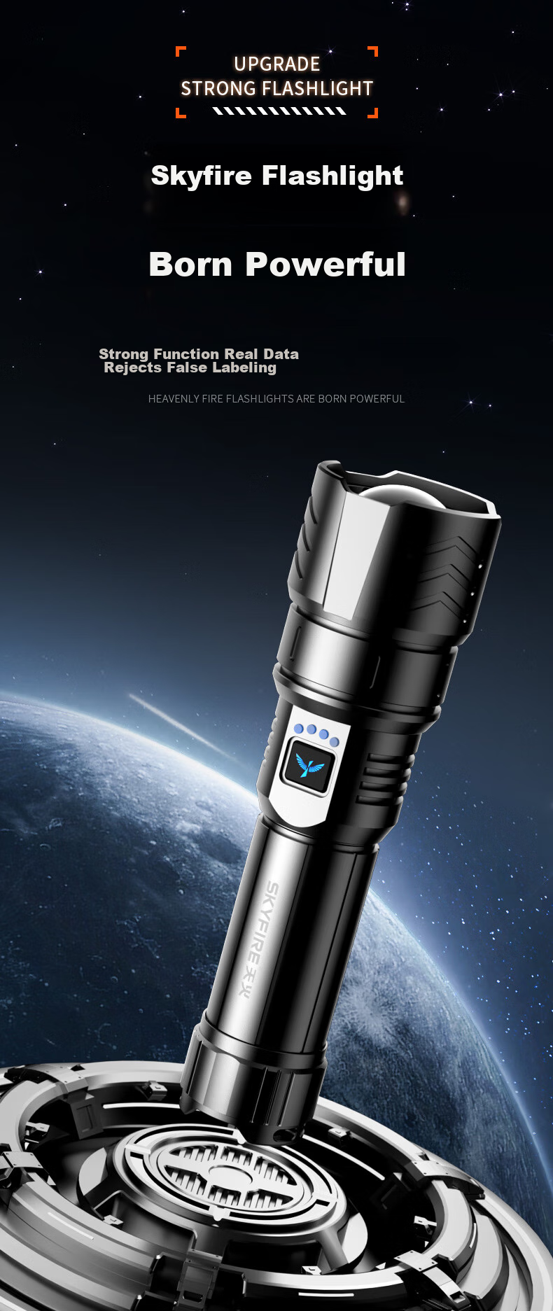 SkyFire Flashlight, Canglong High-Intensity Ultra-Bright Zoomable Long-Range Rechargeable for Home, Military, Outdoor And Wilderness Survival Use 17