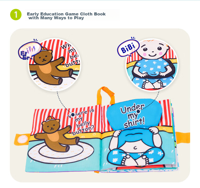 Jollybaby Baby Cloth Book Early Education 0-18 Months Infant Toy Chewable Tear-Resistant 3D Cloth Book Reading Cognitive Training Gift Box 6