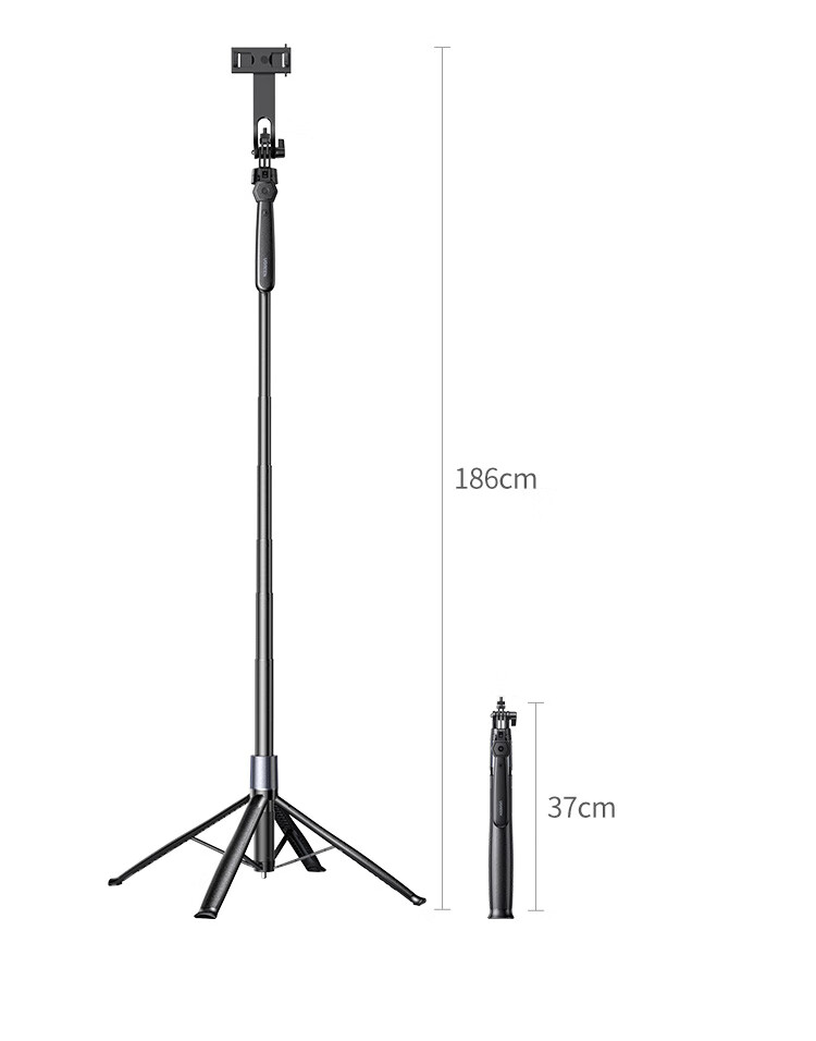 UGREEN Selfie Stick Tripod, Handheld Phone Stand, 1.85 Meters Floor-Standing Bracket, Handheld Anti-Shake Selfie Gimbal, 360° Rotation, Multifunctional Portable Aluminum Alloy, Suitable for Apple 18 Xiaomi 37