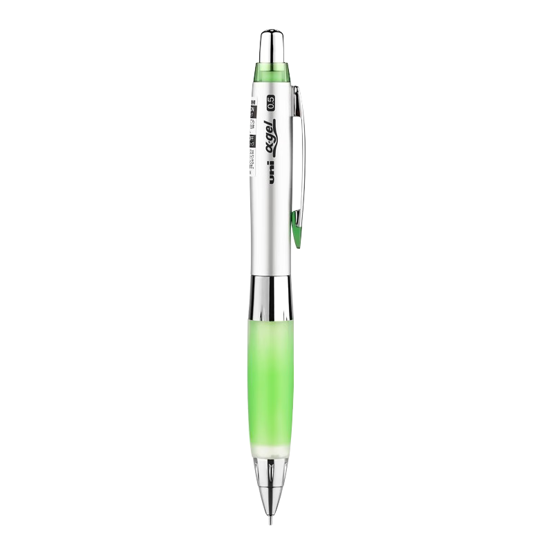 Uni Mitsubishi Automatic Lead Soft Rubber Pencil with Swing-Out Core, Student Writing Pencil M5-617GG, 0.5mm Silver Shaft Green, 1 Piece