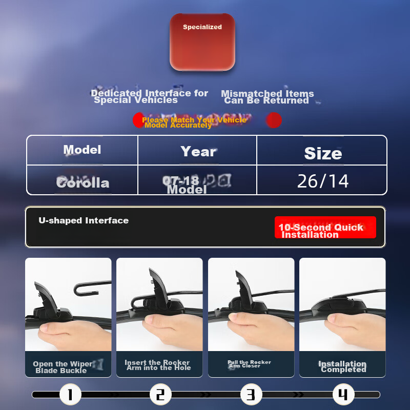 Бескаркасная щетка стеклоочистителя AOLIN для Toyota Corolla [2007-2018], 2 шт.