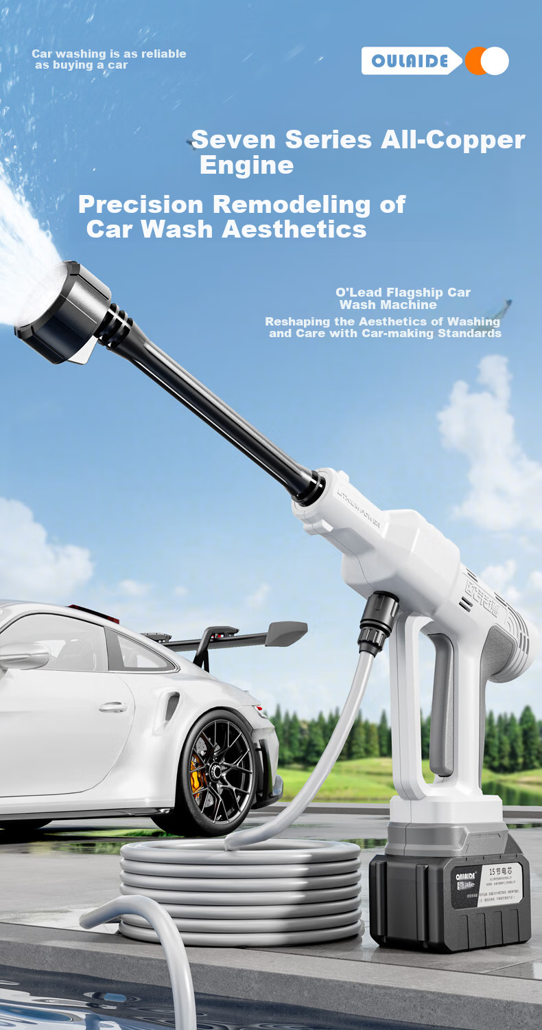 Oulaide Portable Wireless High-Pressure Car Wash Machine with Lithium Battery-Powered Water Gun for Home Use And Car Cleaning 1