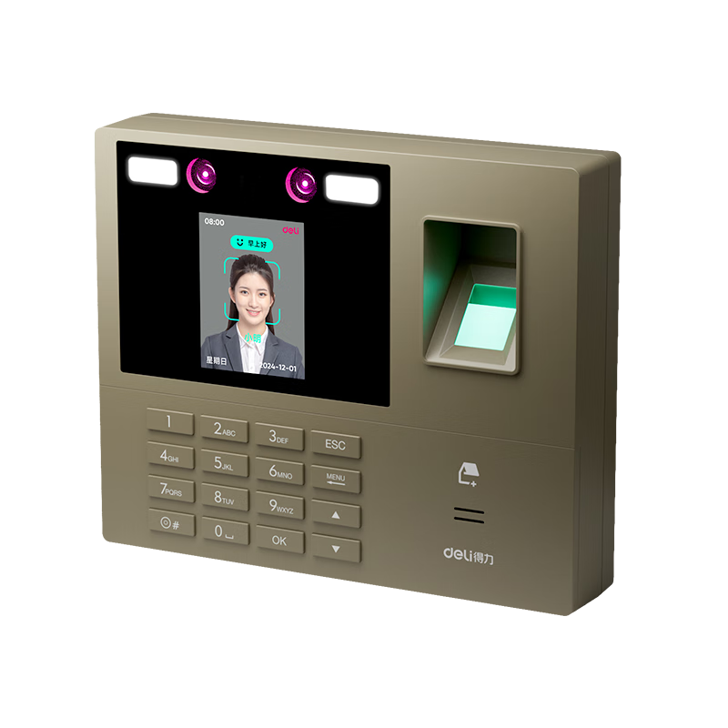 Deli Attendance Machine, Facial Recognition And Fingerprint Scanner All-In Device, Face Scanning Attendance Dynamic Facial Recognition, Intelligent Cloud WiFi Remote Management 33800CSPRO